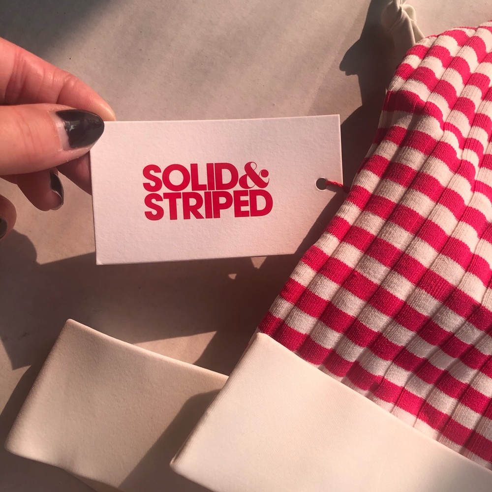 Solid & Striped Nina One Piece Fuchsia Pink Stripe - Picture 8 of 8